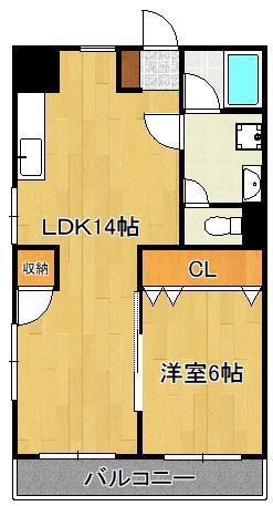 リファレンス三郎丸(1LDK/4階)の間取り写真