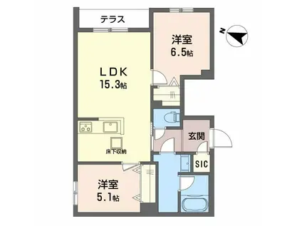 シャーメゾン ルミエール(2LDK/1階)の間取り写真