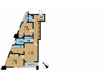 プライムアーバン新川(2DK/6階)の間取り写真