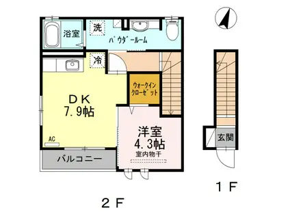 セジュール皆実II(1LDK/2階)の間取り写真