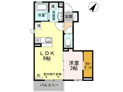 ボンシック 2番館(1LDK/1階)の間取り写真