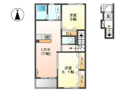 レゾン・エクステリア(2LDK/2階)の間取り写真