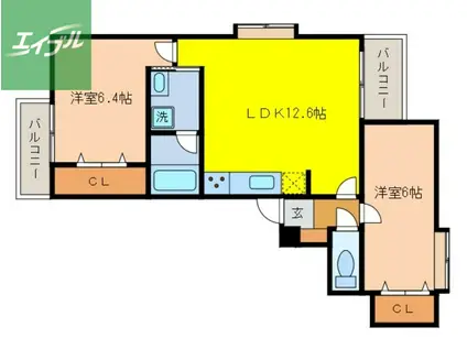 グランゼット平間(2LDK/3階)の間取り写真
