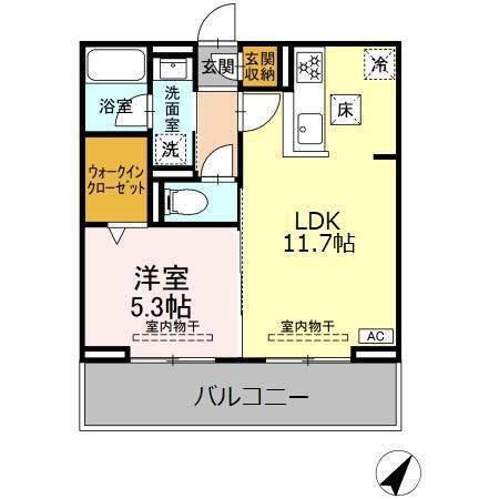 セレーナ東静岡(1LDK/1階)の間取り写真