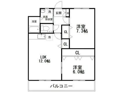 メゾンクレール A(2LDK/2階)の間取り写真