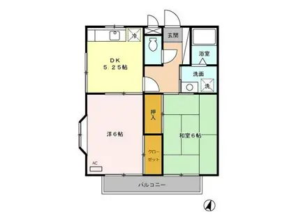 ハイネス大嶋(2DK/2階)の間取り写真