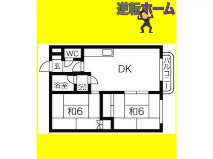 梅田マンション(2LDK/1階)の間取り写真