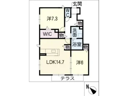 アウローラ(2LDK/1階)の間取り写真