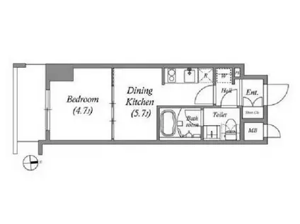 クオリタス浅草橋(1DK/6階)の間取り写真