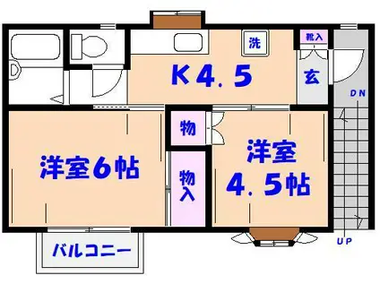 ストークハイツ真間(2K/2階)の間取り写真