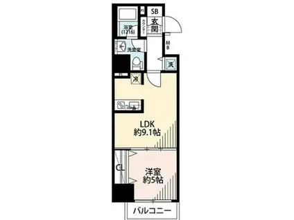 プレール・ドゥーク板橋本町III(1K/7階)の間取り写真