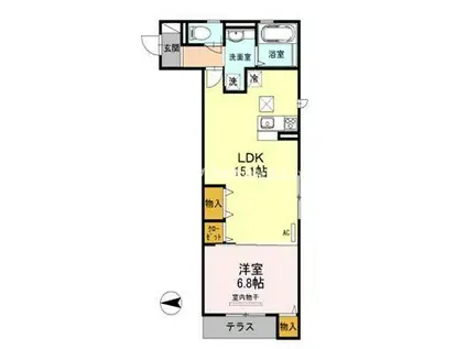 バウプレイス・ミゾ(1LDK/1階)の間取り写真