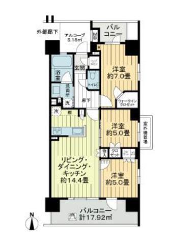 イーストゲートスクエア(3LDK/2階)の間取り写真