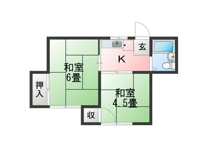 白峰コーポII(2K/1階)の間取り写真