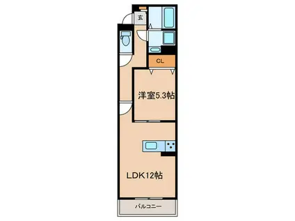 NOBLE TERRACE中山手(1LDK/2階)の間取り写真