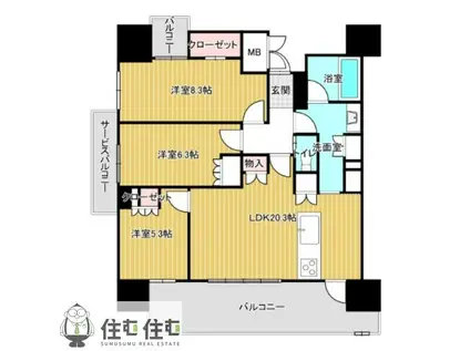 リフローレ豊田十塚(3LDK/6階)の間取り写真