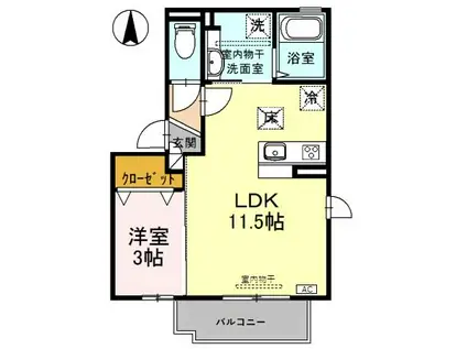 チェレステ(1LDK/1階)の間取り写真