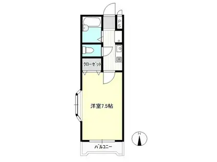 ウエストヒルズ野田C(1K/4階)の間取り写真