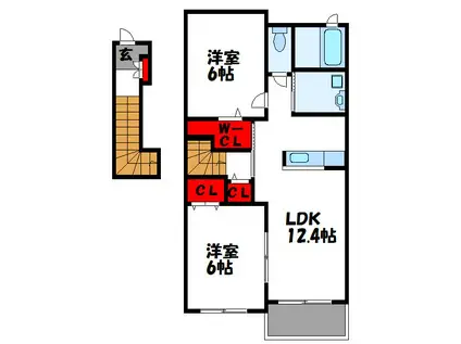 ベル・ソレイユ(2LDK/2階)の間取り写真