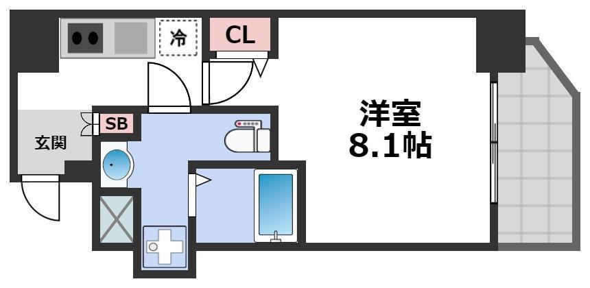 エグゼ堺筋本町(1K/6階)の間取り写真