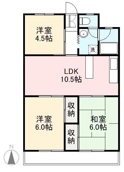 アリスト木太(3LDK/2階)の間取り写真