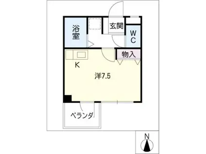 マンションアベニュー(ワンルーム/2階)の間取り写真
