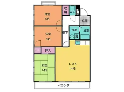 オーロパーク中平(3LDK/4階)の間取り写真