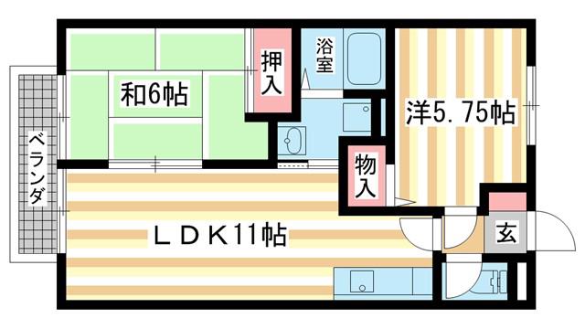 サンクコール朝和B(2LDK/2階)の間取り写真