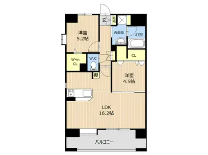 グランシャリオ新町(2LDK/8階)の間取り写真