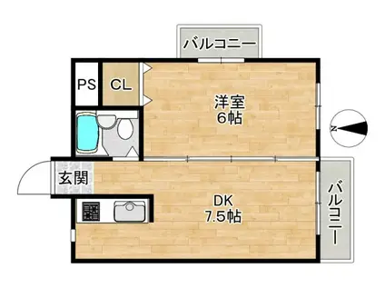 アペックスシティV(1DK/3階)の間取り写真