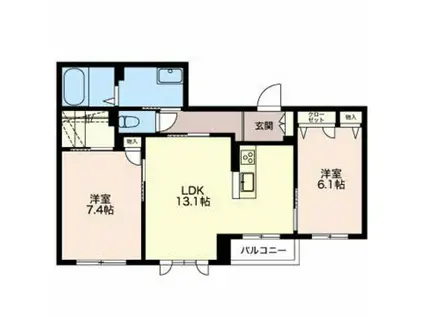 シャーメゾン美須々の杜(2LDK/2階)の間取り写真