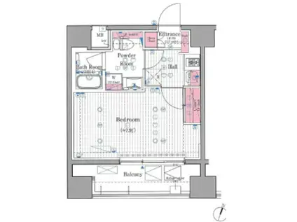 プレール・ドゥーク平和島(1K/11階)の間取り写真