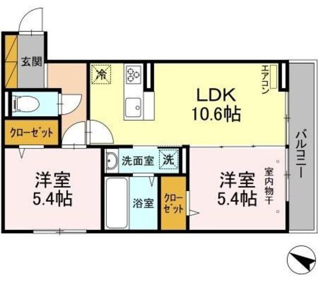 エクレールII(2LDK/2階)の間取り写真
