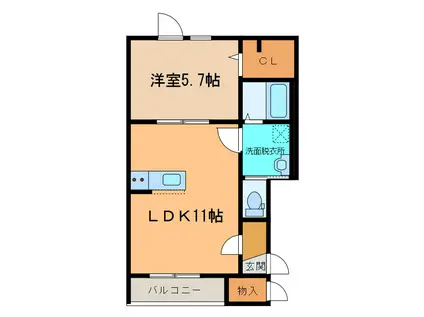 パルファンII(1LDK/2階)の間取り写真