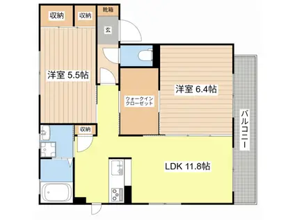 ウィステリア(2LDK/2階)の間取り写真