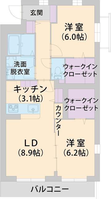 パラッツォ淵野辺I(2LDK/3階)の間取り写真