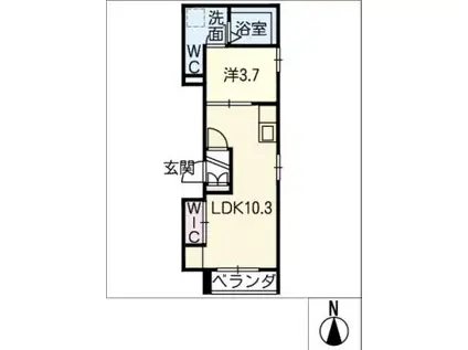 ヘーベル上名古屋(1LDK/3階)の間取り写真