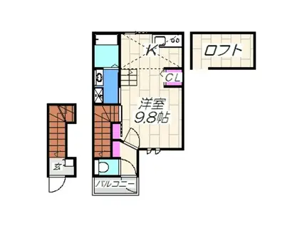 あんしん三宝町08-1010(ワンルーム/2階)の間取り写真
