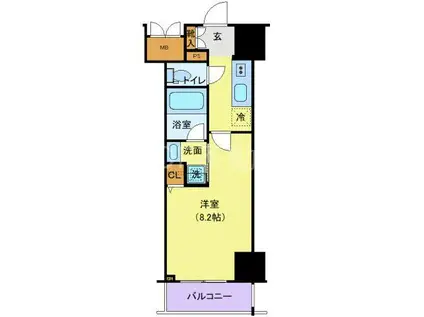 ロイジェントパークス千葉中央(1K/3階)の間取り写真