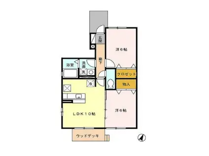 コートハウス(2LDK/1階)の間取り写真