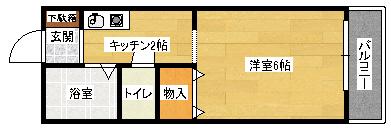 セジュール祇園(1K/2階)の間取り写真