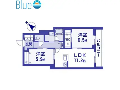 フェリーチェ北鎌倉(2LDK/1階)の間取り写真