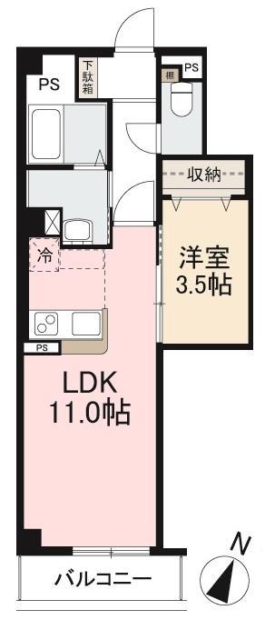 FORTE塩上町(1LDK/3階)の間取り写真