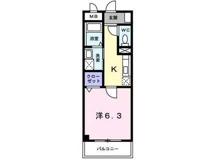 FS.ポニ-(1K/2階)の間取り写真
