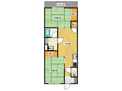 ロイヤルマンション(2DK/2階)の間取り写真