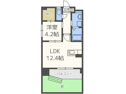 ロクコート井尻(1LDK/1階)の間取り写真
