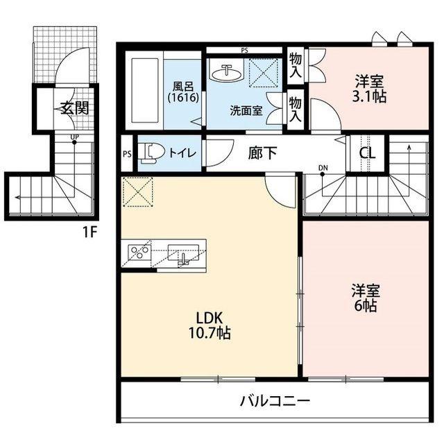 MEMORY COURT(2LDK/2階)の間取り写真