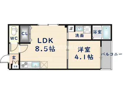 パラドール徳庵(1LDK/1階)の間取り写真