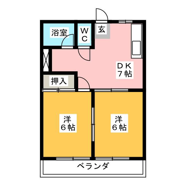 パルミラ C(2DK/1階)の間取り写真