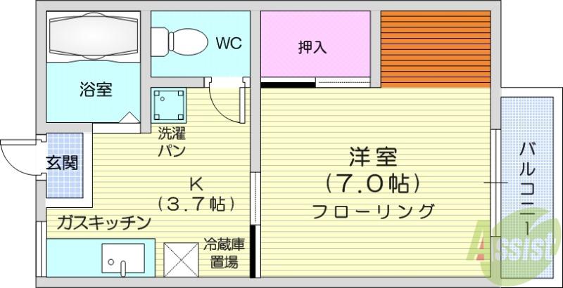 ヨシレジデンス(1K/2階)の間取り写真